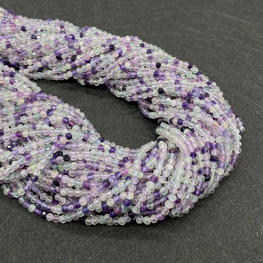 Wholesale 2mm 3mm 4mm Natural Stone Violet Fluorite High Quality Loose Beads for Making DIY Necklace Bracelet Accessories 15.5\