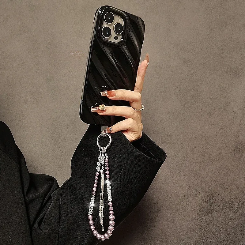 الفاخرة الماس شرابة الكريستال الهاتف المحمول الحبل الراقية لؤلؤة داهوا قلادة سلسلة محمولة قصيرة للهواتف #2