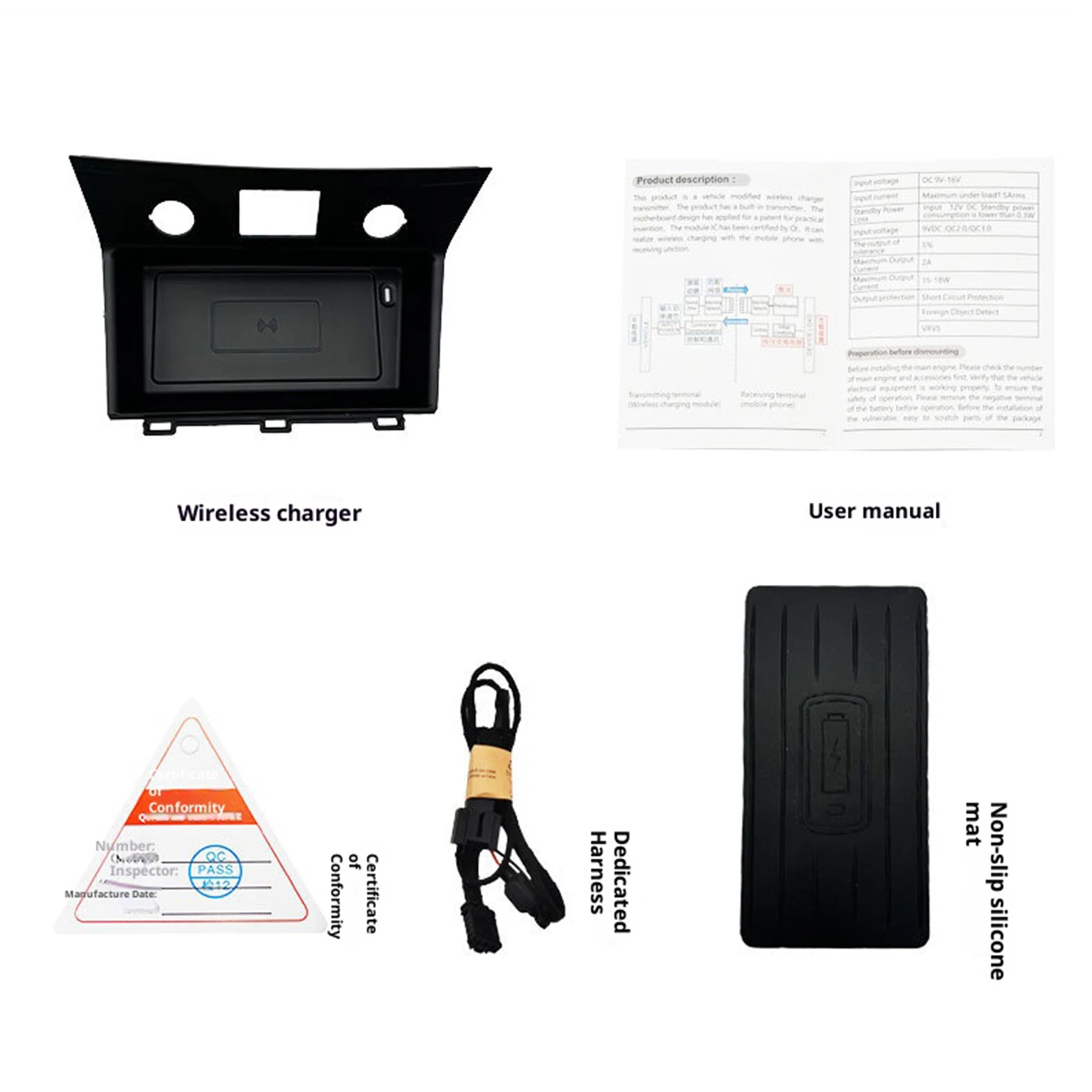2 Din for Hyundai Tucson 2015-2019 Car Wireless Mobile Phone Charger Center Console Storage 18W iphone fast charge plate holder - view 6