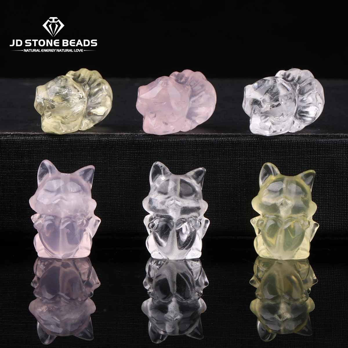

1 Pc Natural Stone Rock Quartz Carved Fox Shape Bead With Hole Cute Pendant For Jewelry Making Diy Bracelet Necklace Accessories