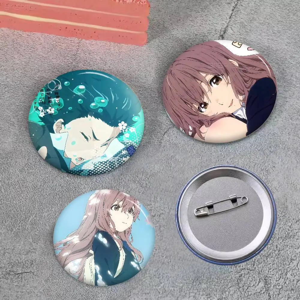 Anime A Silent Voice Tinplate Pin Button Custom Anime Role Old-school Brooch Cartoon Collar Badge Jewelry Gift Fans