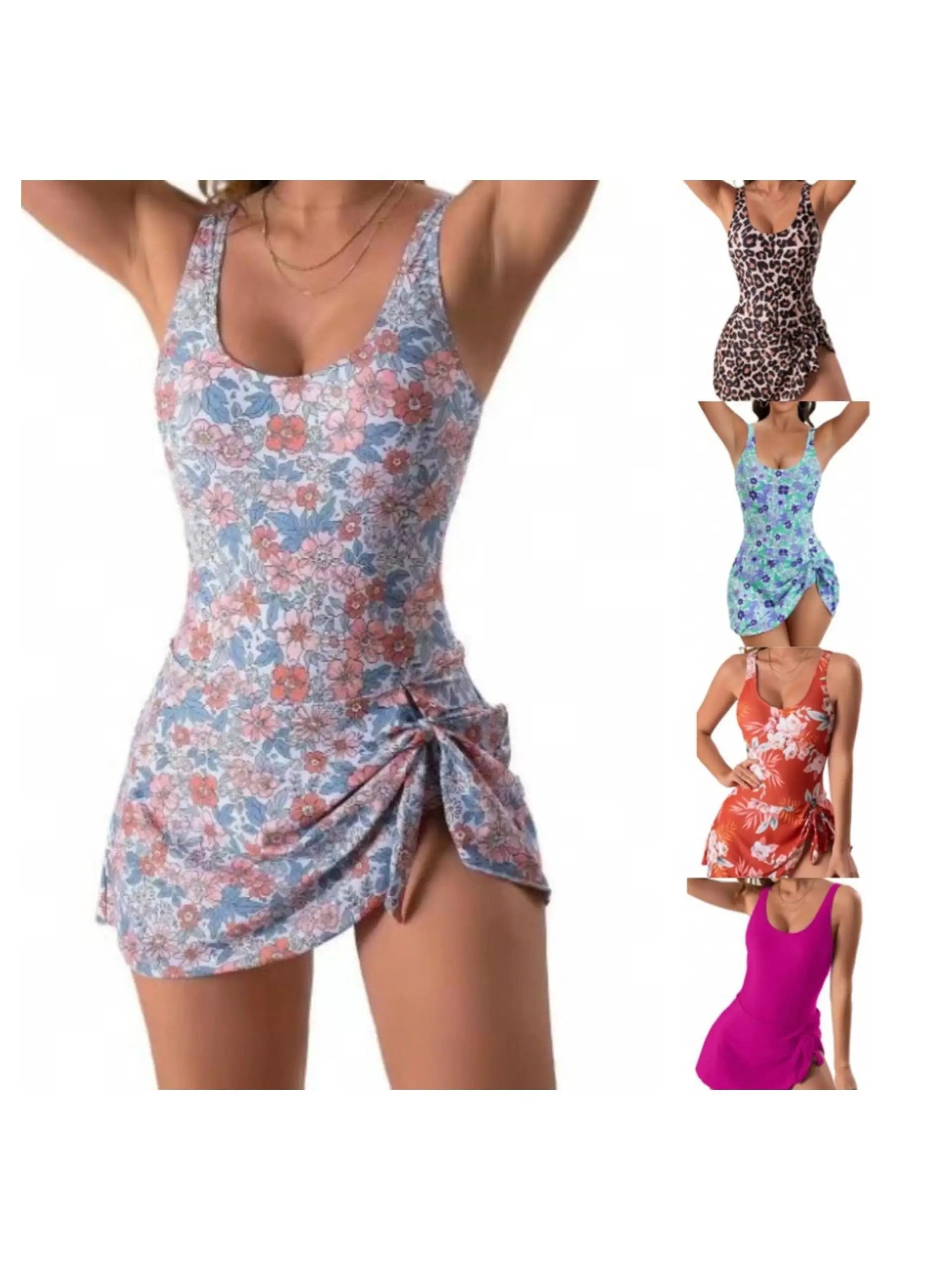 

Faionable Digital Print Skirted Two-Piece Bikini Swimwear Polyester Material with Chest Pad No Steel Support e Bikini