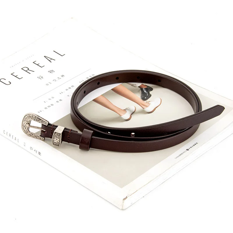 Women's genuine leather versatile belt, elegant for commuting, decorative belt to match jeans and trousers