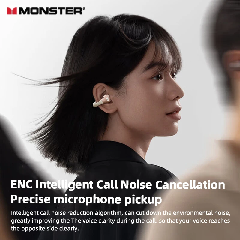 Monster MQT60 Earphones Wireless Bluetooth HIFI Sound HD Call Headphones Ear Clip Long Battery Life Noise Reduction Sport Earbud