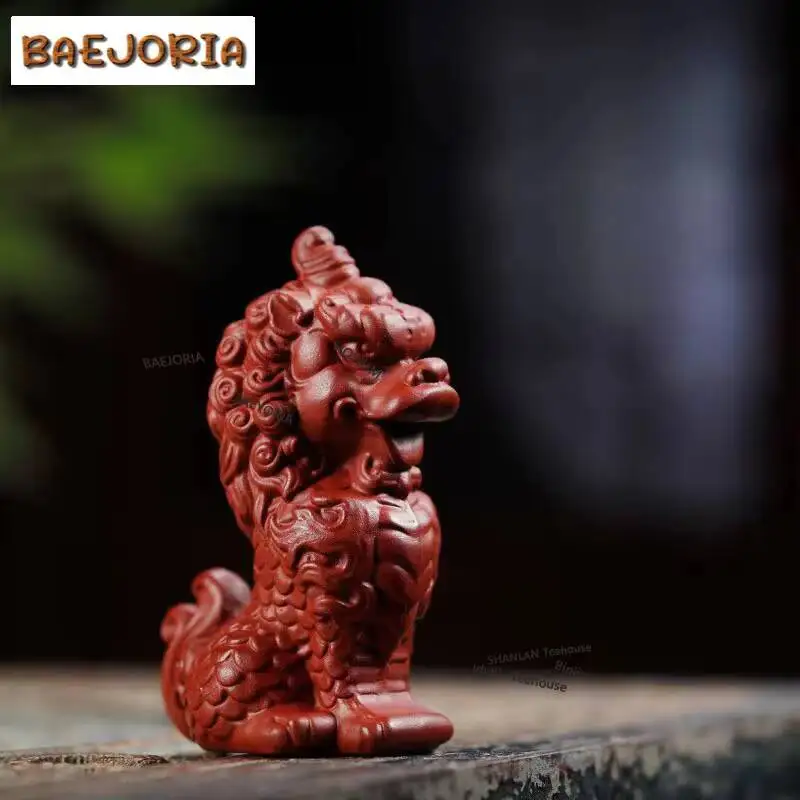 Exquisite Lion Art Purple Clay Tea Pet Ornament Handmade Wealth Sculpture Tea Play Figurine Toys Statue Desktop Ornaments Crafts