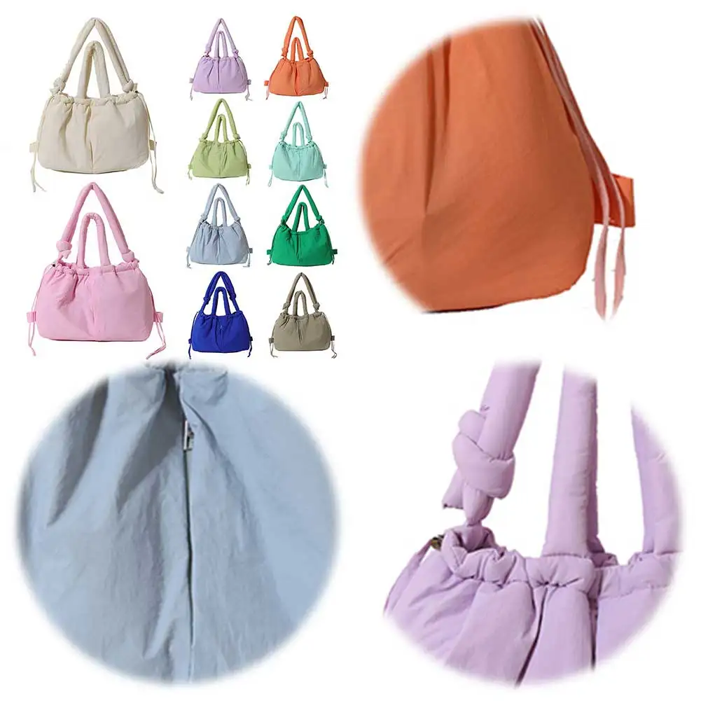 

Puffer Tote Bag for Women Adjustable Strap Shoulder Bag Nylon Solid Large Capacity Puffy Purse for Shopping Travel