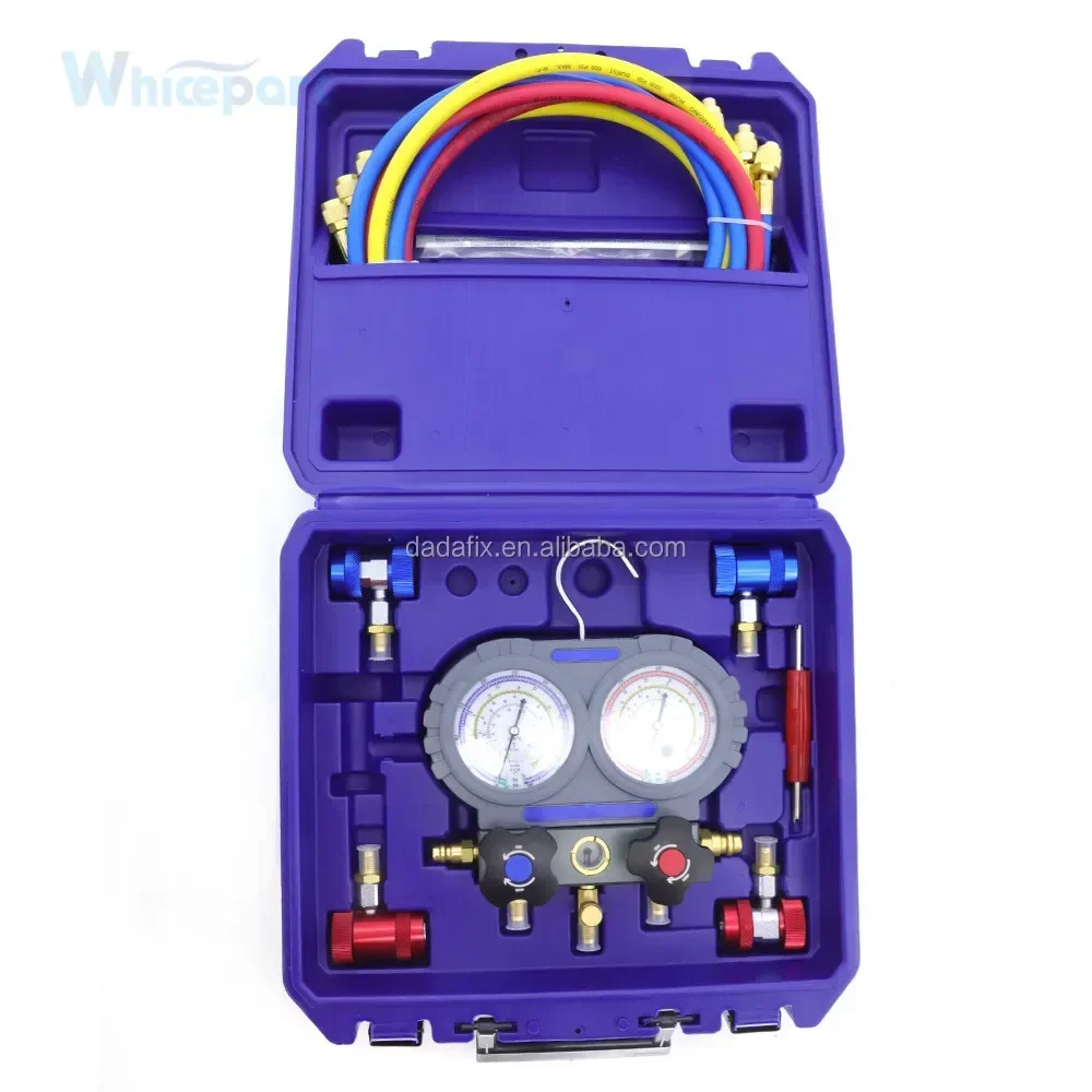 

2025/R22 R32 R404A R410A Refrigerant manifold gauge valve Pressure gauge R1234YF AC tool for CAR Auto Air Conditioning