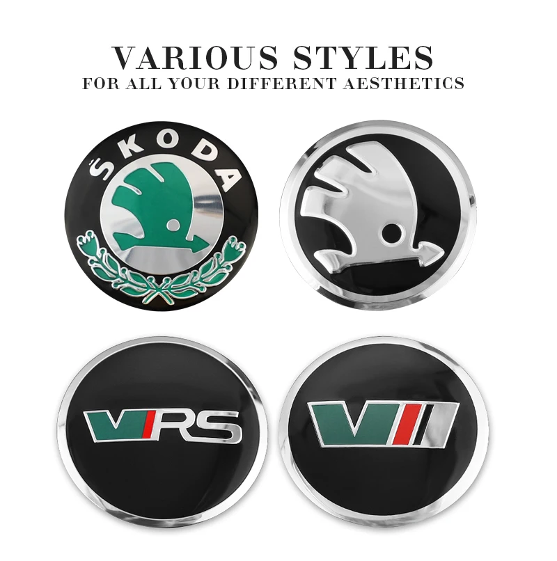 4 قطعة 56 مللي متر عجلة السيارة غطاء مركزي شعار ملصق لسكودا سوبيرب فابيا كاميك كاروك كودياق اوكتافيا السريع سكالا الملحقات الخارجية #5