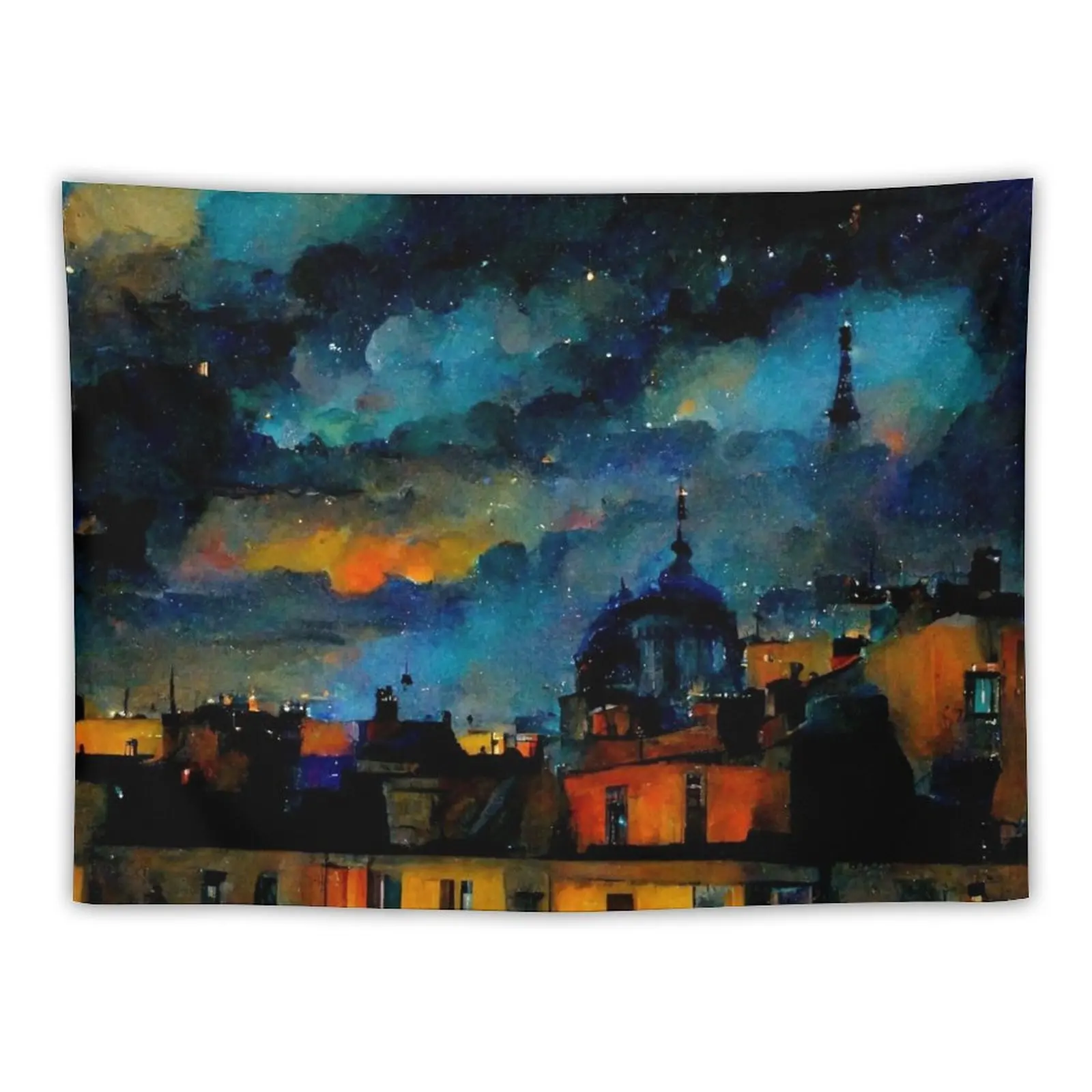 New Rooftops of Paris II Tapestry Tapestry On The Wall Room Aesthetic