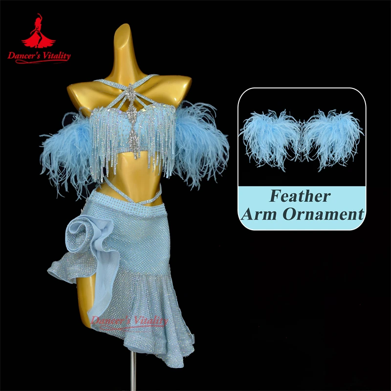 Latin Dance Costume Women's Customized Advanced Full Diamond Sexy Backless Fishtail Skirt Adult Children Performance Costumes
