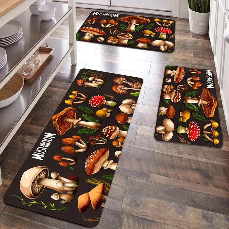 1PC Mushroom Pattern  Kitchen Rugs Non-Slip Home Door Mats Pop design Bathroom Rugs Bath Mat Carpet for Home Sink Laundry Decor