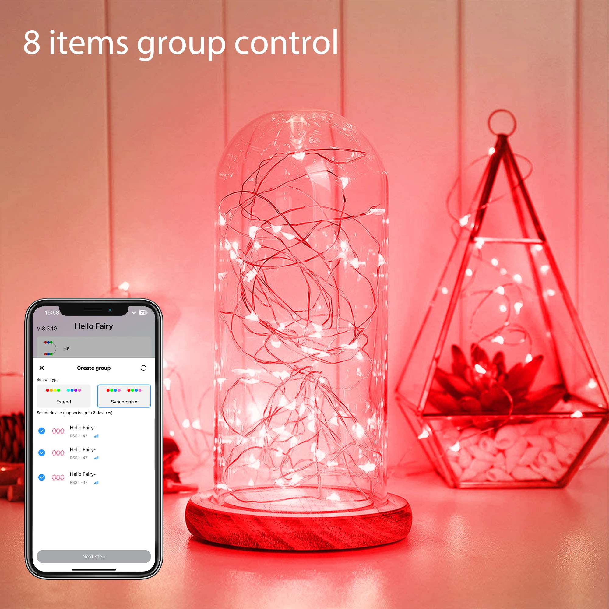 Copper Wire RGB LED Fairy Lights, App Controle Remoto, Smart String Light, 8 Mode, Decorações de Natal, 10 M100 LEDs