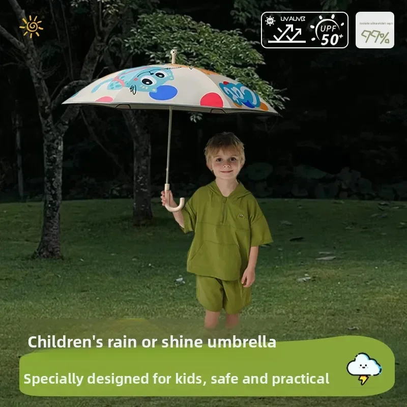 Kids Long Handle Umbrella for Boys Girls Primary School Kindergarten Rain Protection Student Outdoor Rainy Daily Use 아동 장우산