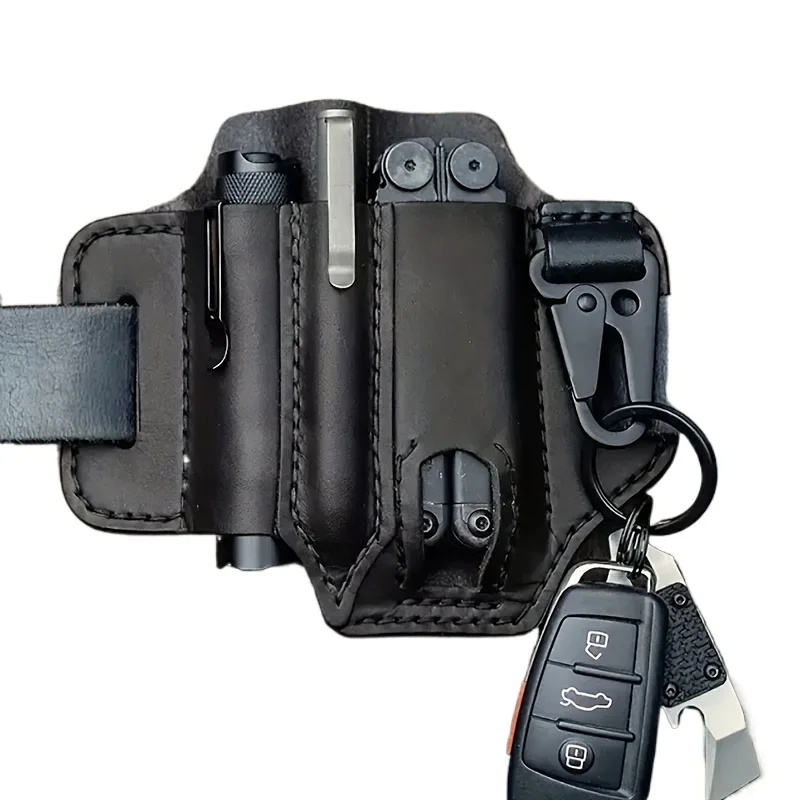 Tactical Multi Tool Belt Leather Bag Portable Tool Storage Bag Holster Outdoor Camping Hunting Waist PU Leather Pocket