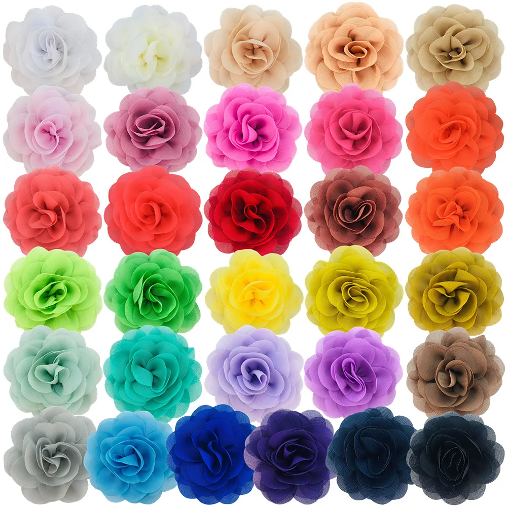 

Mixed 50pcs/lot New Headwear Pearl chiffon Flower Rose Flower Children's accessory DIY Apparel Accessories Hair Accessories