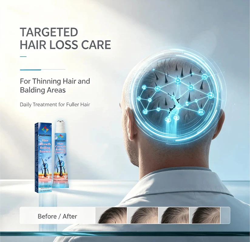 Double Biotin 3-Head Roller Hair Growth Stick: Thickens Hair and Repairs Damage.