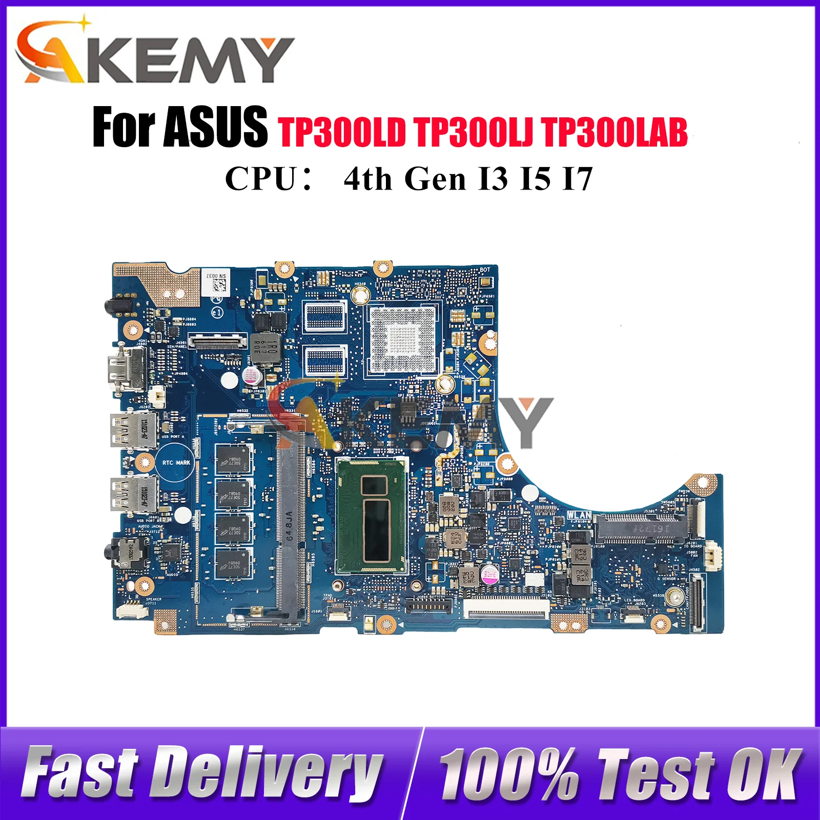 

TP300LA Laptop Motherboard For ASUS VivoBook Flip TP300LA TP300LD Q302L TP300LJ TP300L TP300LN TP300LAB Mainboard I3 I5 I7 CPU