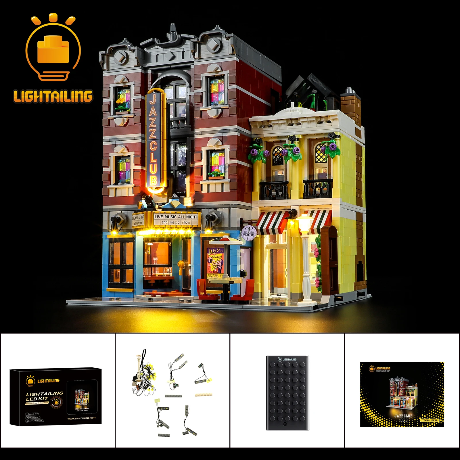 LIGHTAILING – Kit d'éclairage LED pour 10312, ensemble de blocs de construction de Club de Jazz (modèle non inclus), jouets pour enfants