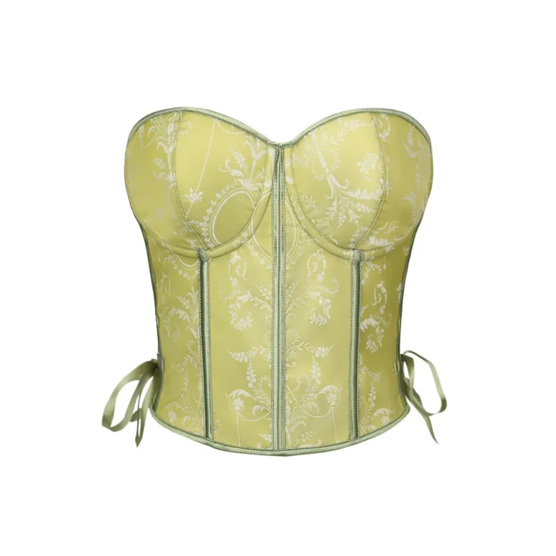 

Женский зеленый сексуальный корсет, бюстье без бретелек с чашками, лиф на шнуровке, корректирующие топы на косточках, готический