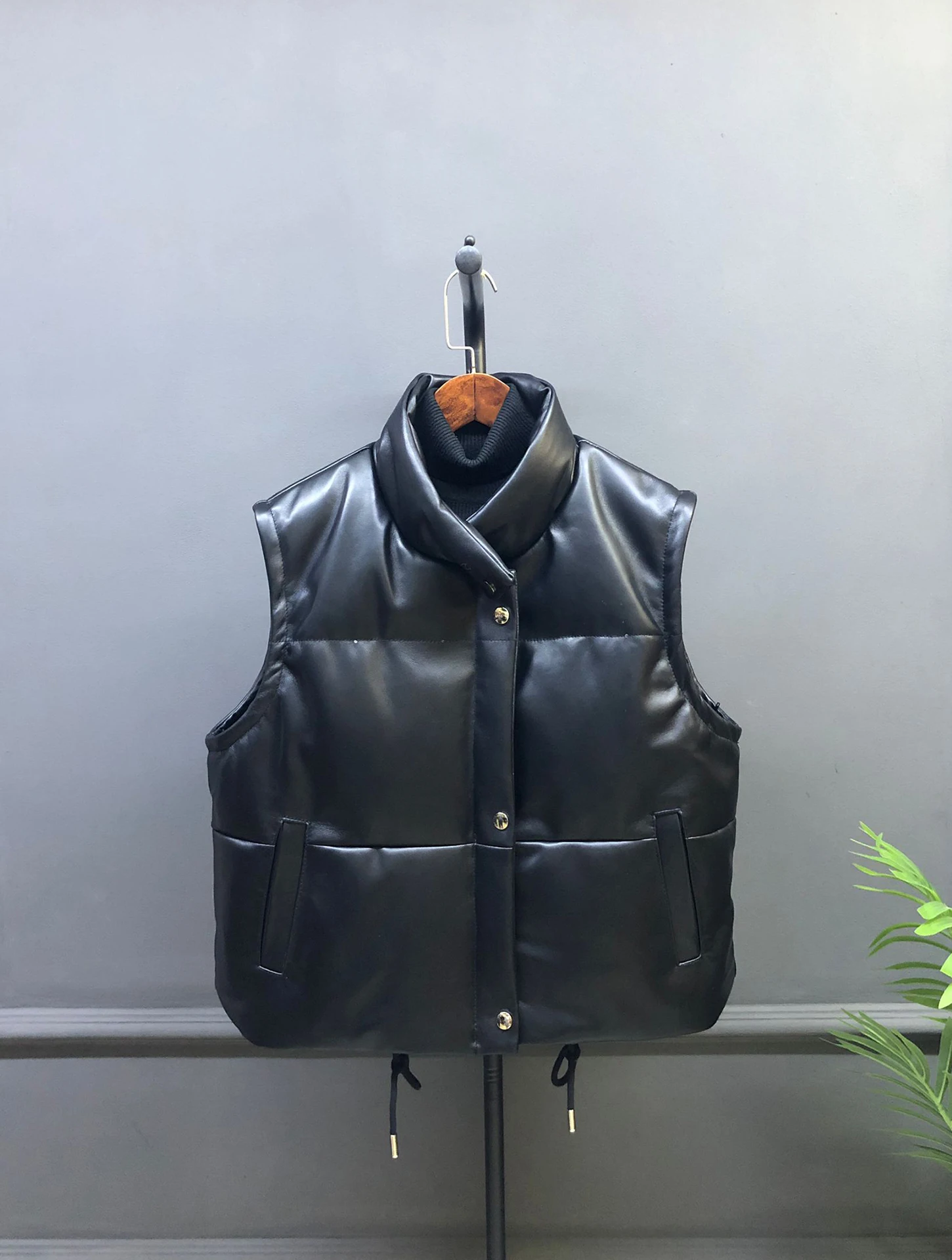 Echt leer of pufferjas Dames losse ritssluiting Afneembare schapenvachtjas Casual leren jas Warmte-rits