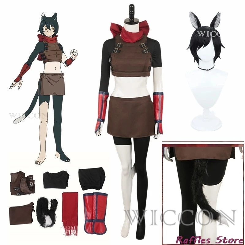 

Fantasia Izutsumi Cosplay Scarf Tail Outfit Anime Delicious in Dungeon Costume Wig Tail Ear Women Halloween Carnival Party Cloth