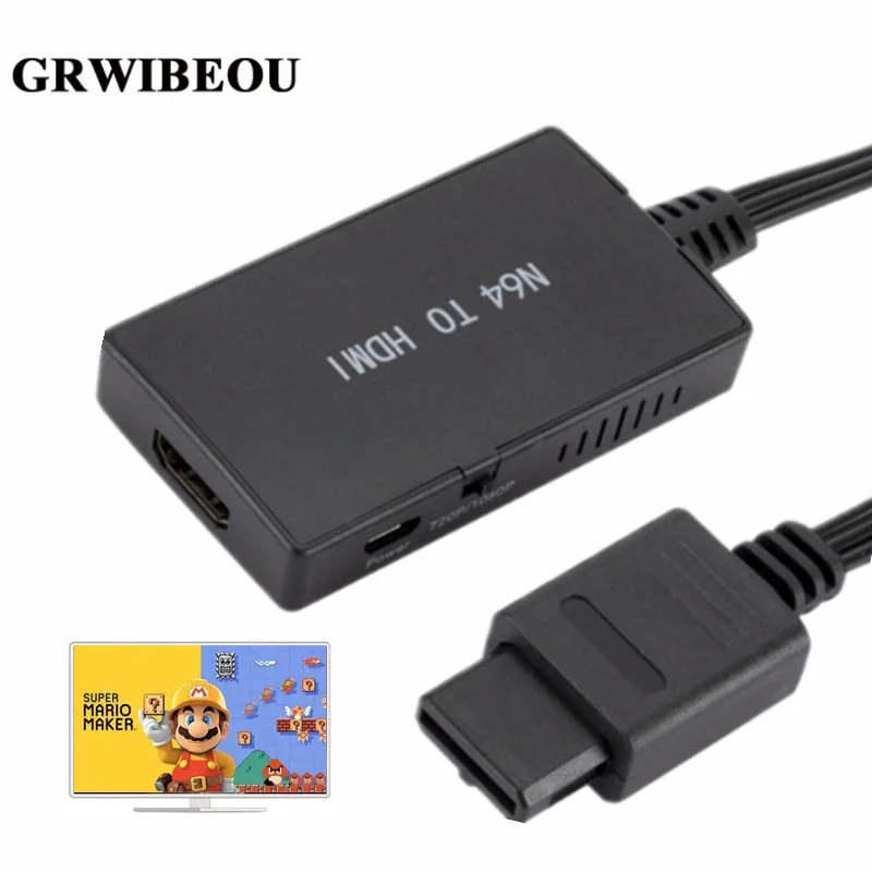 

GRWIBEOU 1080P/720P N64 to HDMI-compatible Converter Game Console Adapter Plug and Play Cable Adapter for Nintendo 64/NGC/SNES