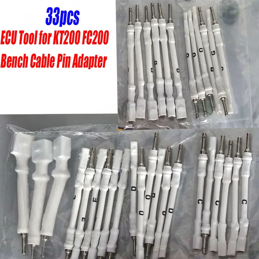 33pcs ECU Tool for KT200 FC200 Bench Cable Pin Adapter ECU Connect Pins with Terminal Probes Wiring Harness ECU