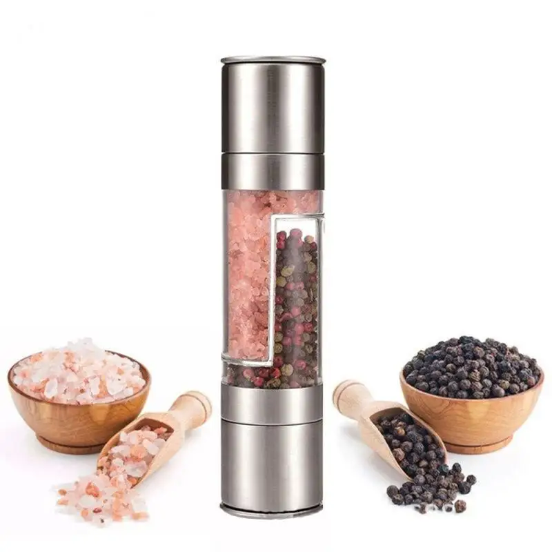 Pepper Mill Grinder 2 In 1 Pepper Mill Manual Stainless Steel Salt Pepper Grinder Seasoning Kitchen Tools Grinding for Cooking