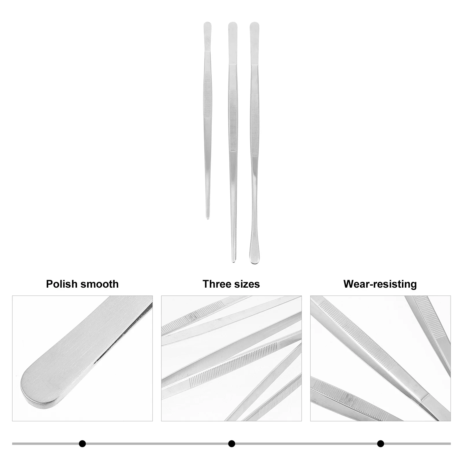 

3Pcs Stainless Steel Food Tweezers Set Premium Cooking Tongs for Kitchen Bbq Steak Serving Ergonomic Non-Slip Grips Small Food