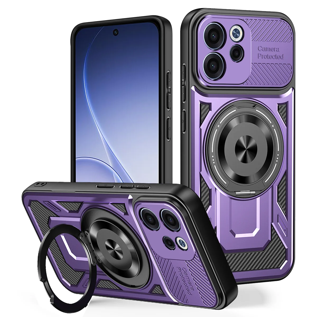 For OPPO Reno 15F Case Oppo Reno15 FS 15 F phone Cover Magnetic Armor Shockproof Ring Holder Case Magsafe Wireless Charge Cover