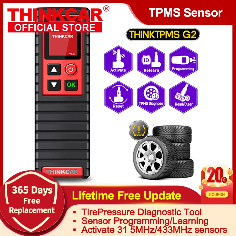 THINKCAR ThinkTPMS G2 ThinkTool Pro Pros Pros+ Functional Modular OBD2 Auto Diagnostic Tools Bluetooth Tire Pressure Detection