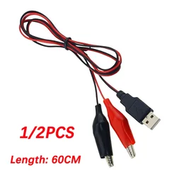 60CM Crocodile Test Clips Clamp To USB Male Female Connector Cable Crocodile Electrical Clip Power Supply Extension Wire Adapter