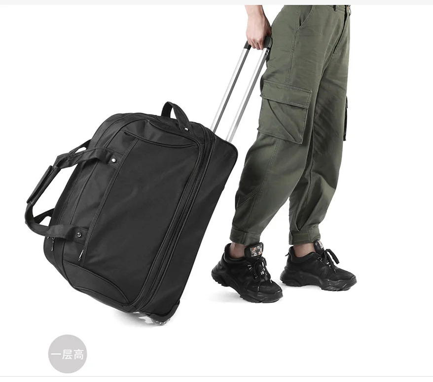 Men Travel wheeled bag  Expandable Rolling Duffle Bag with Wheels Large Capacity Women Carry On hand Luggage Tote Suitcase Bags