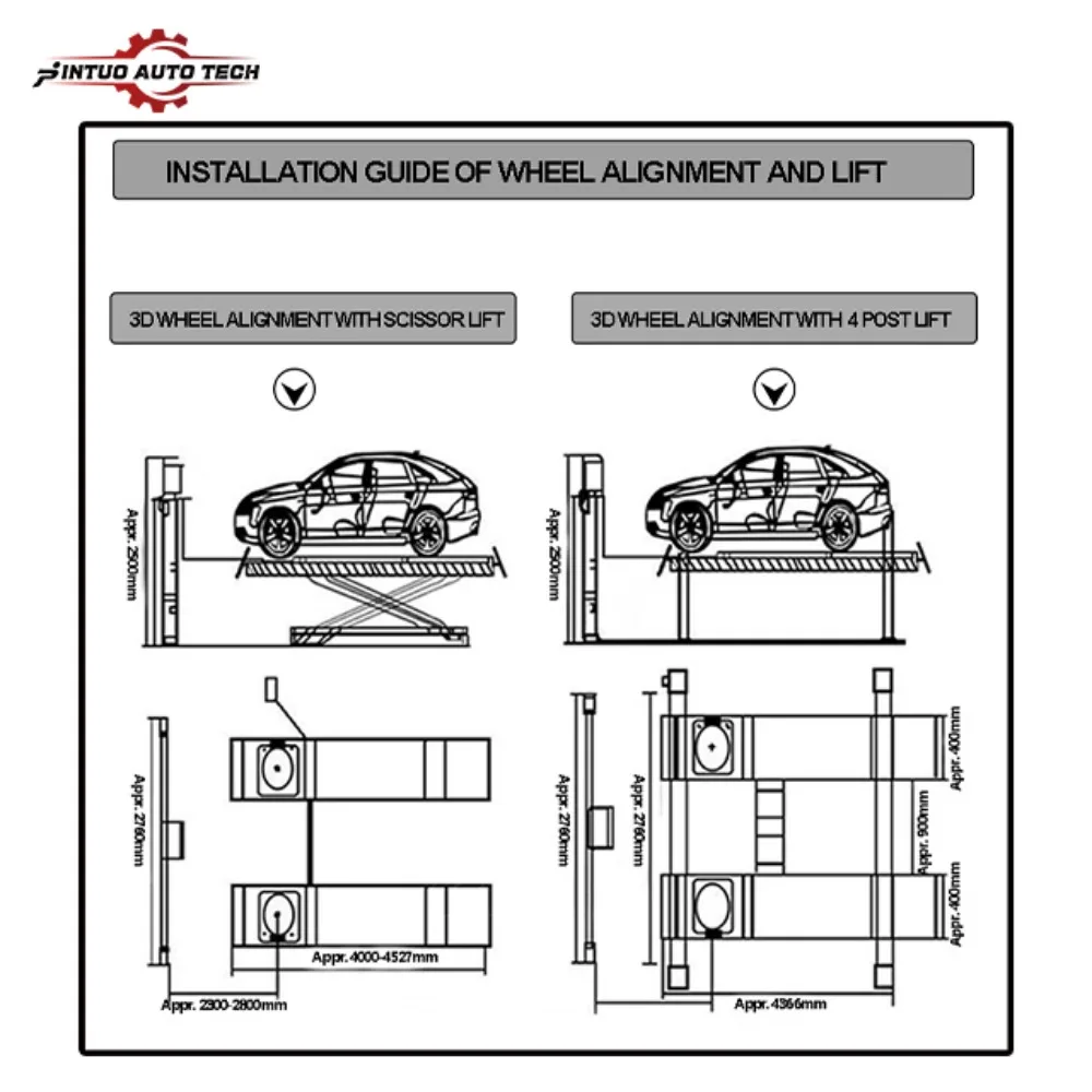 aligner machine four post car lift use with 3D car wheel alignment equipment