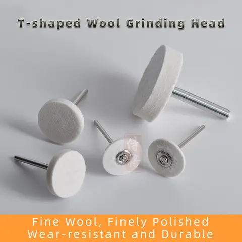 1pcs 2.34mm/3mm/6mm Shank Abrasive Mounted Wool Felt For Dremel Drill Rotary Tools Electric T-Shaped Grinding Head Accessories