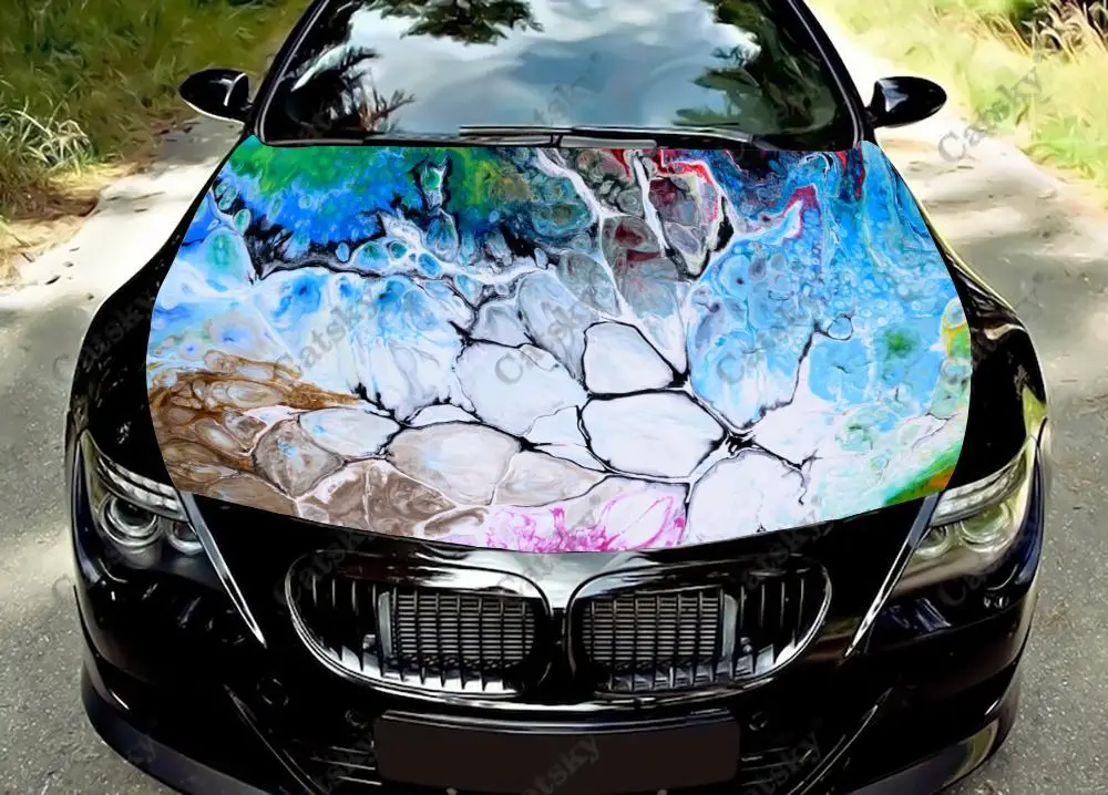 

Абстрактная Асимметричная наклейка на капот автомобиля, самоклеящиеся универсальные автомобильные аксессуары, пленка, Модифицированная Защитная Наклейка на капот, украшение