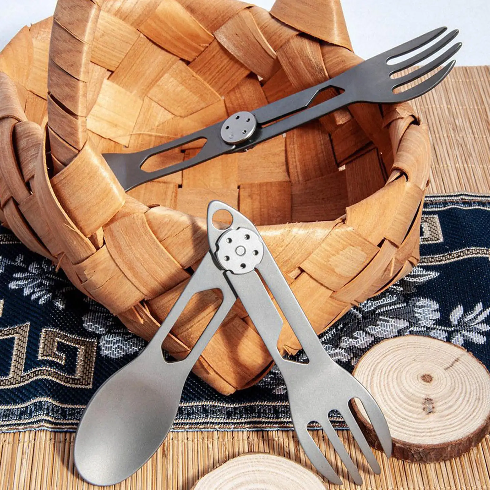

Titanium Folding Spork 2 in 1 Spoon & Fork for Camping, Lightweight Portable Utensil for Hiking Backpacking Picnic Survival Gear