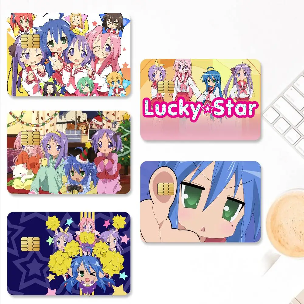 Anime Lucky  Star Credit Card Stickers Skin for Bank Debit Decorative Protection 4PCS Anti-scratch Waterproof