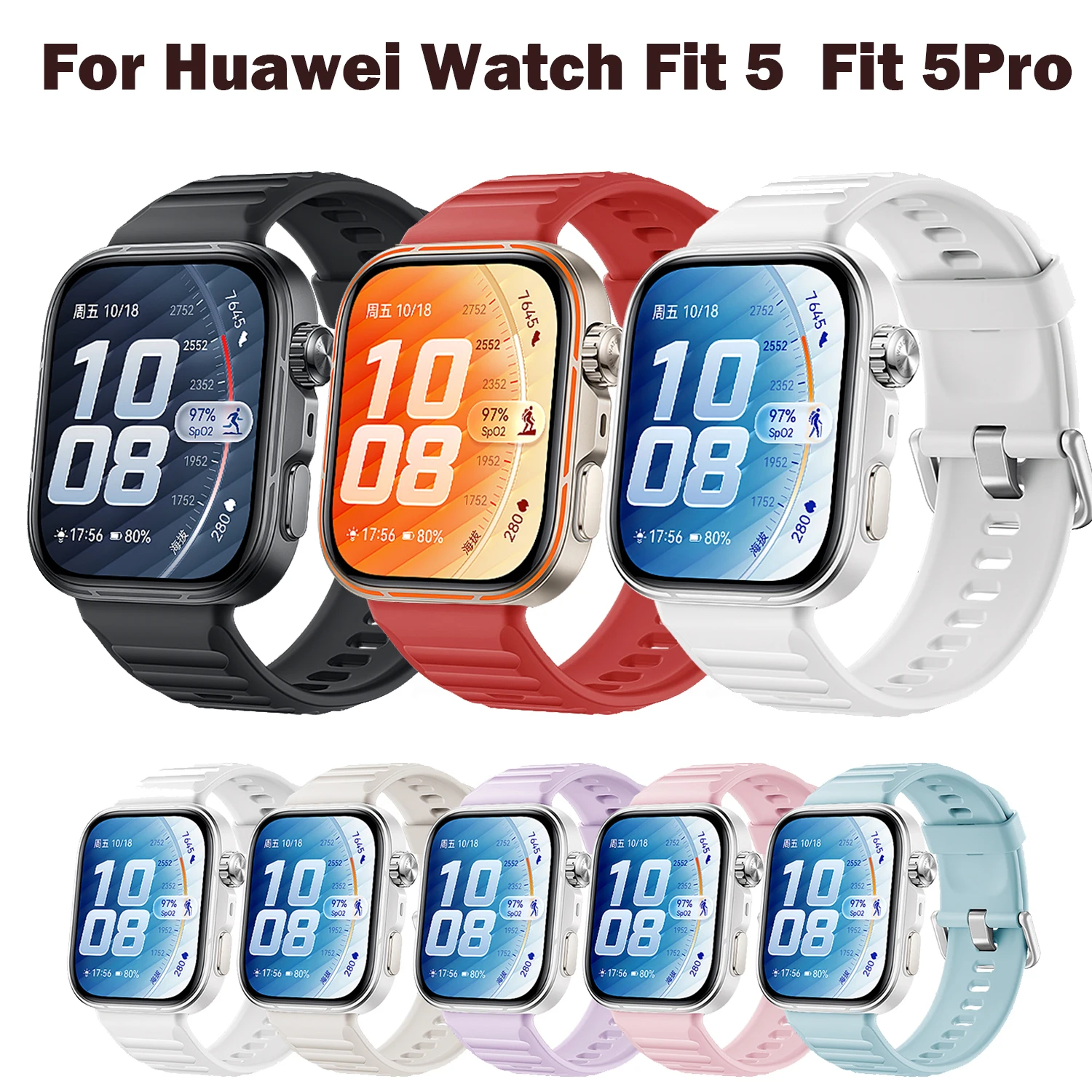 Original Style Silicone Band for Huawei Fit 5 / 5 Pro Breathable Soft Sport Watch Replacement Strap for Fit 4/4 Pro Accessories