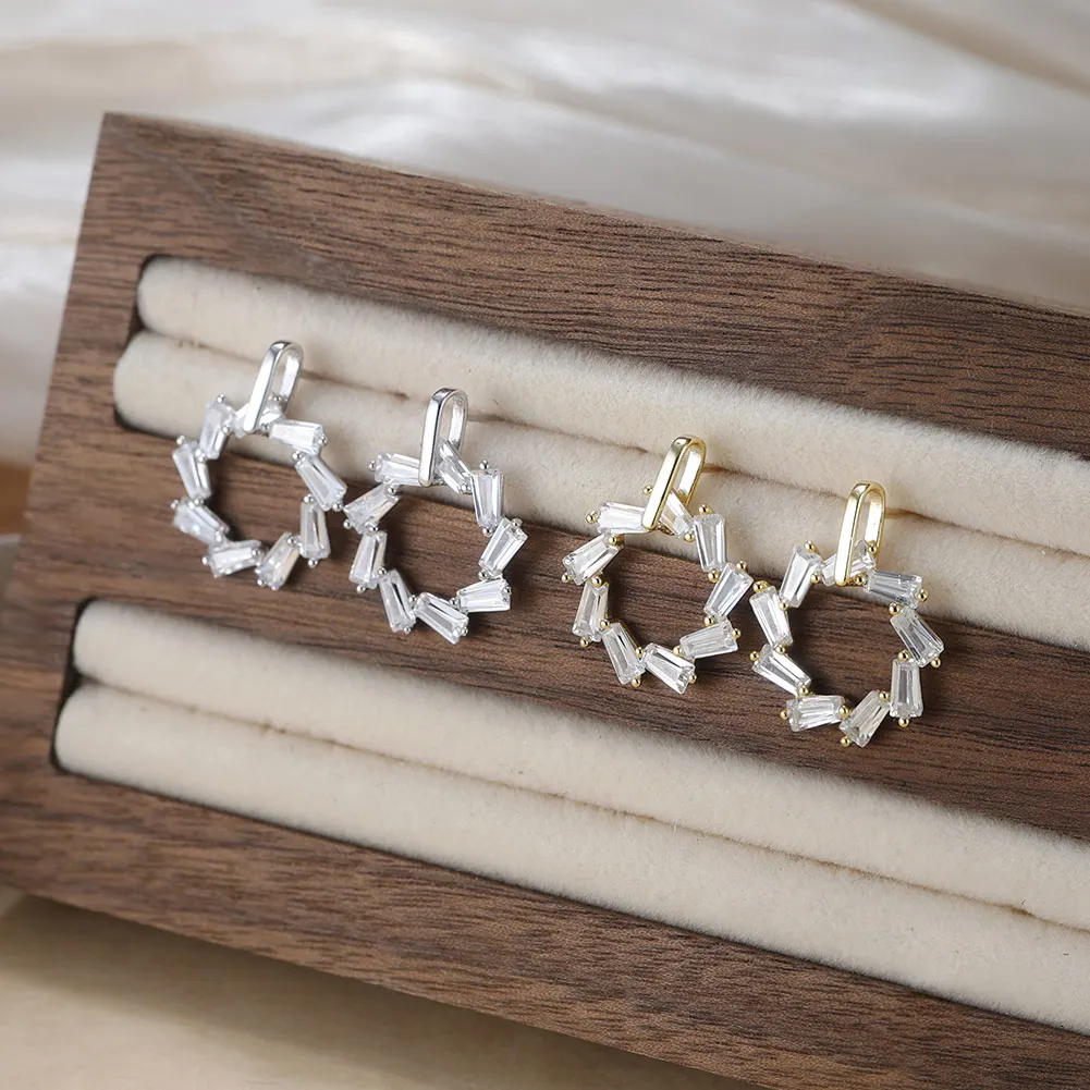 KISS MANDY luxe CZ pendentif rond fleur boucles d'oreilles 925 en argent Sterling Zircon oreille balancent mariée mariage bijoux cadeau APE134