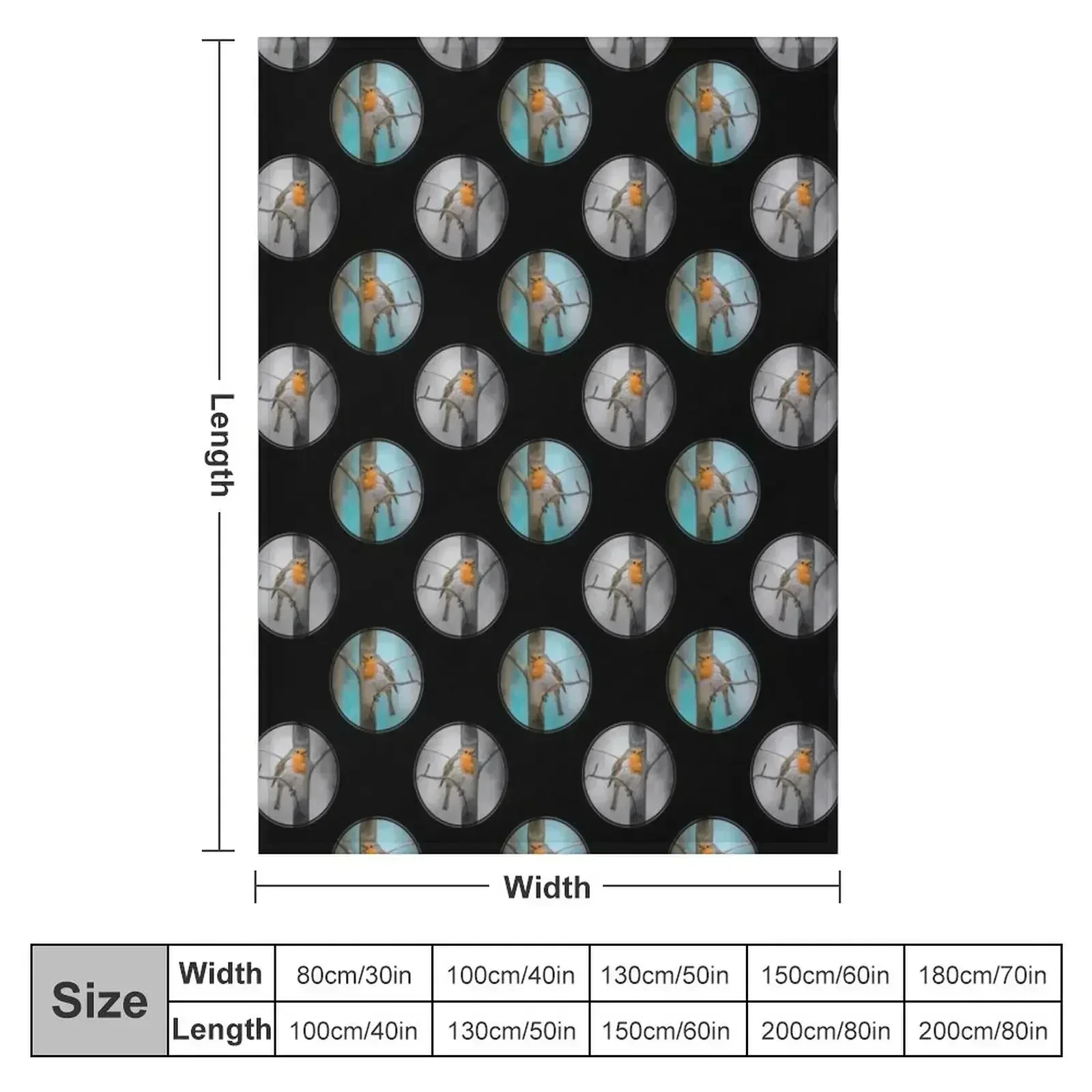 European Robin (Erithacus rubecula) seamless Throw Blanket Kid'S Luxury Bed covers Soft Plush Plaid Blankets