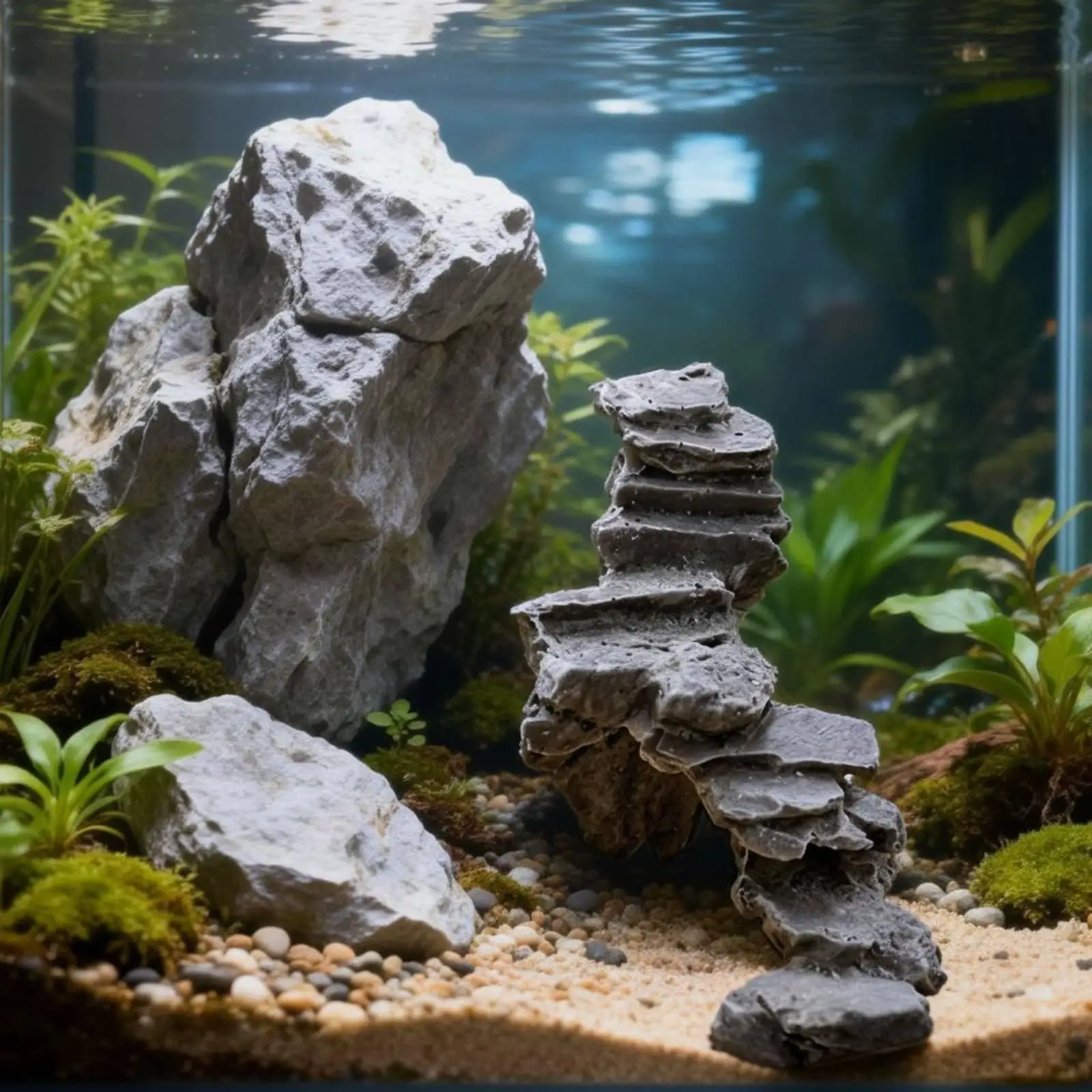 Resin Aquarium Rock Structure Faux Stone Steps Fish Tank Decor Natural Terrarium Ornament for Aquarium Decorating