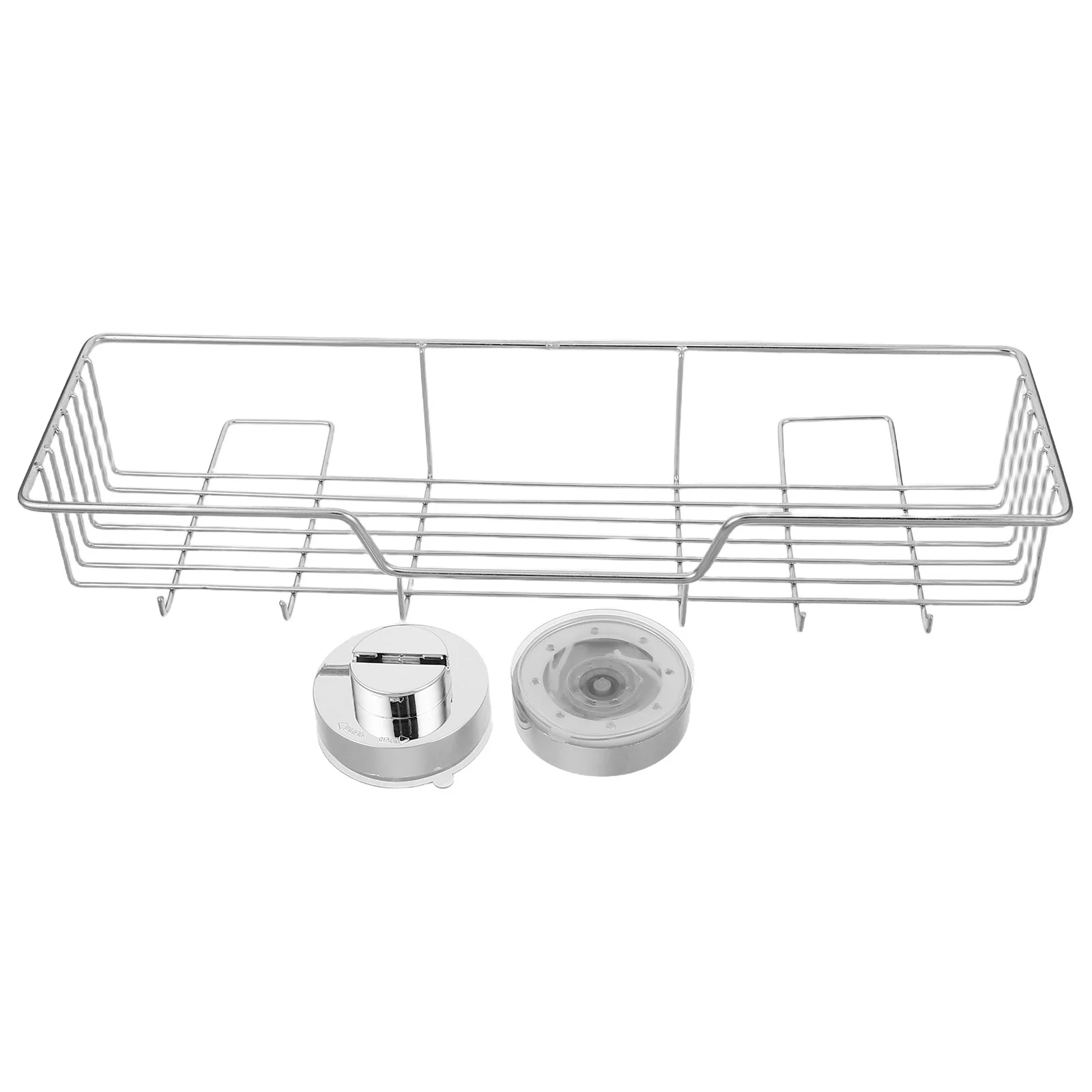 

Wall Mounted Stainless Steel Storage Basket Bathroom Kitchen No-Drill Suction Cup Drain Rack Space-Saving Organizer For