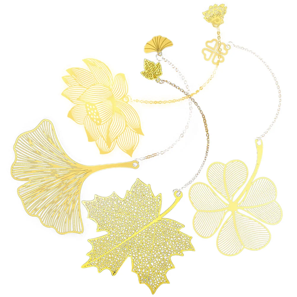 4Pcs Hollow Out Metal Bookmark Leaf Design Bookmarks for Men Reading Decorative Bookmark Gift for Book Enthusiasts