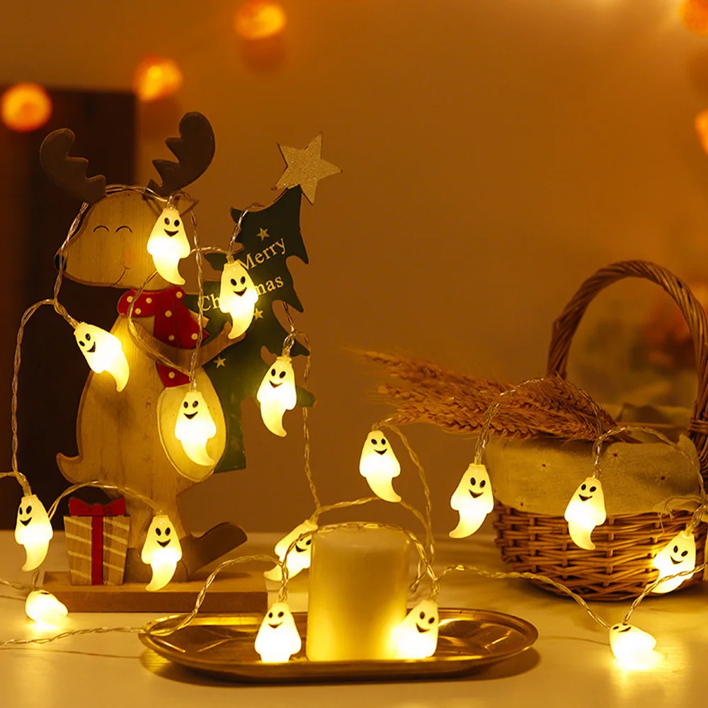 led string lights pumpkin spooky bat modelling coloured lights halloween yard regulating atmosphere string lights