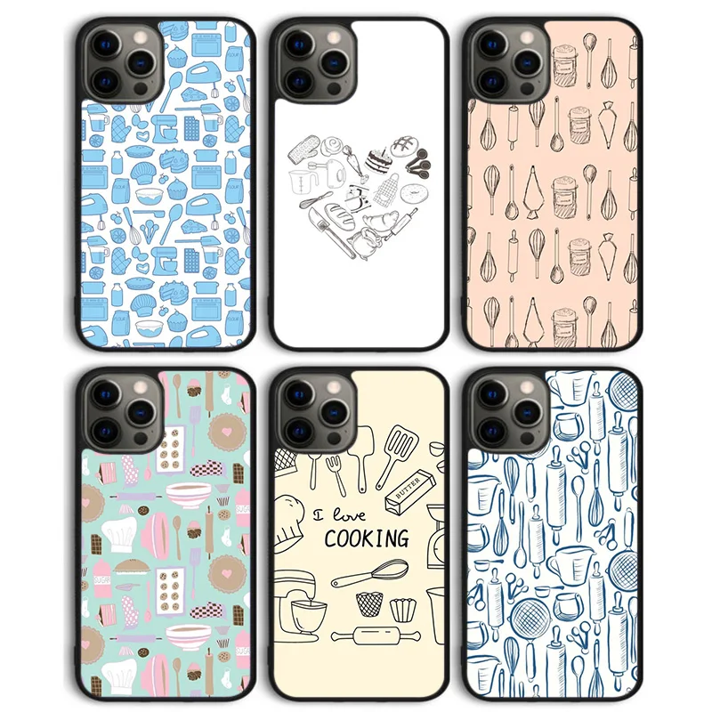 Love Baking Chef Knife Phone Case Back Cover for iPhone 16 15 SE2020 14 13 11 12 Pro Max mini XS XR X PlusS Shell Coque