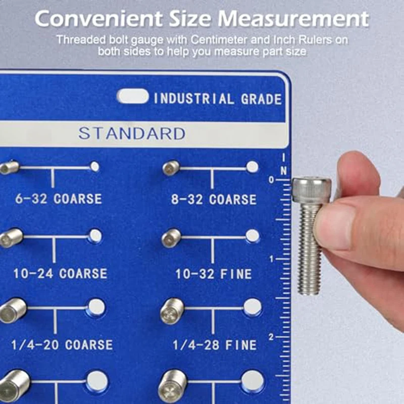 Square Thread Checker, Nut And Bolt Thread Checker, Bolt Size And Thread Identifier Gauge,Bolt And Nut Gauge Easy To Use (Blue)