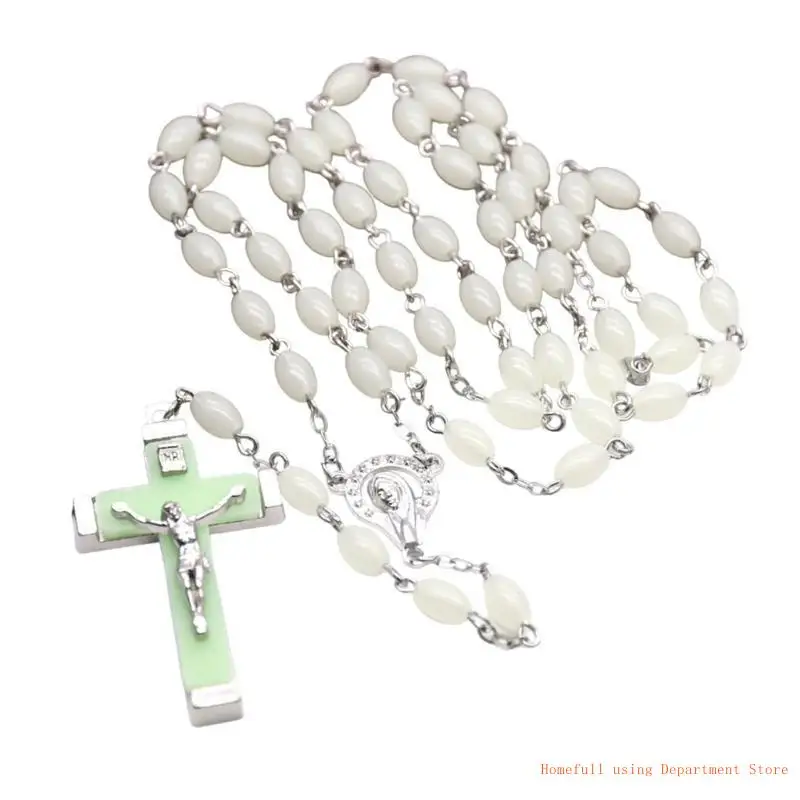 

Plastic Noctilucent Necklaces Rosary Beads Luminous Pendants Necklaces Chain