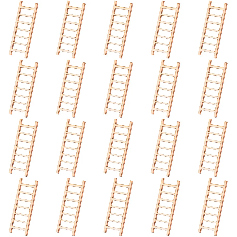 20 قطعة سلالم مصغرة لتزيين المناظر الطبيعية الصغيرة سلالم خشبية ذاتية الصنع لمسة نهائية طبيعية سلم صغير لدعائم التصوير الديوراما