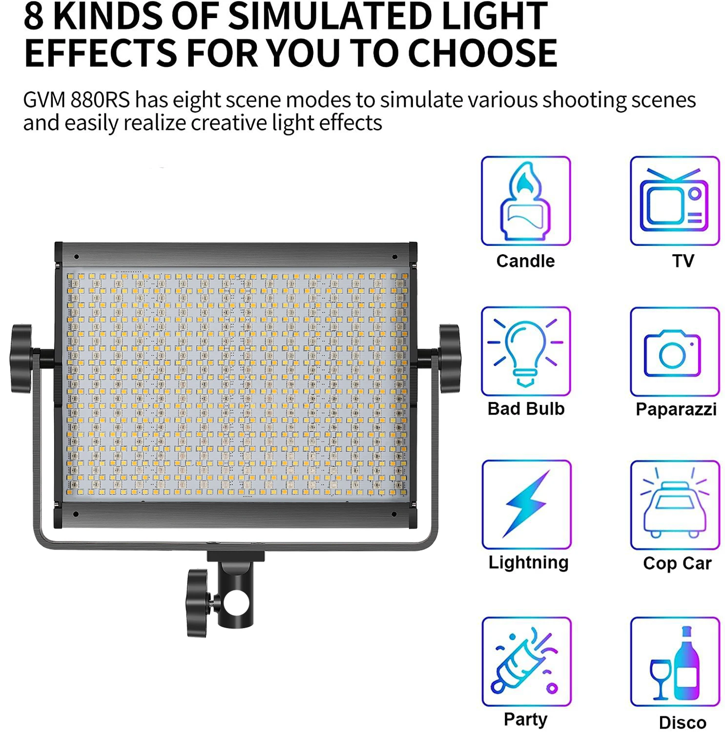 GVM 880RS RGB LED Video Light 3200-5600K Full Color 60W Photography Studio Led Panel Lighting Kit for Youtube Live